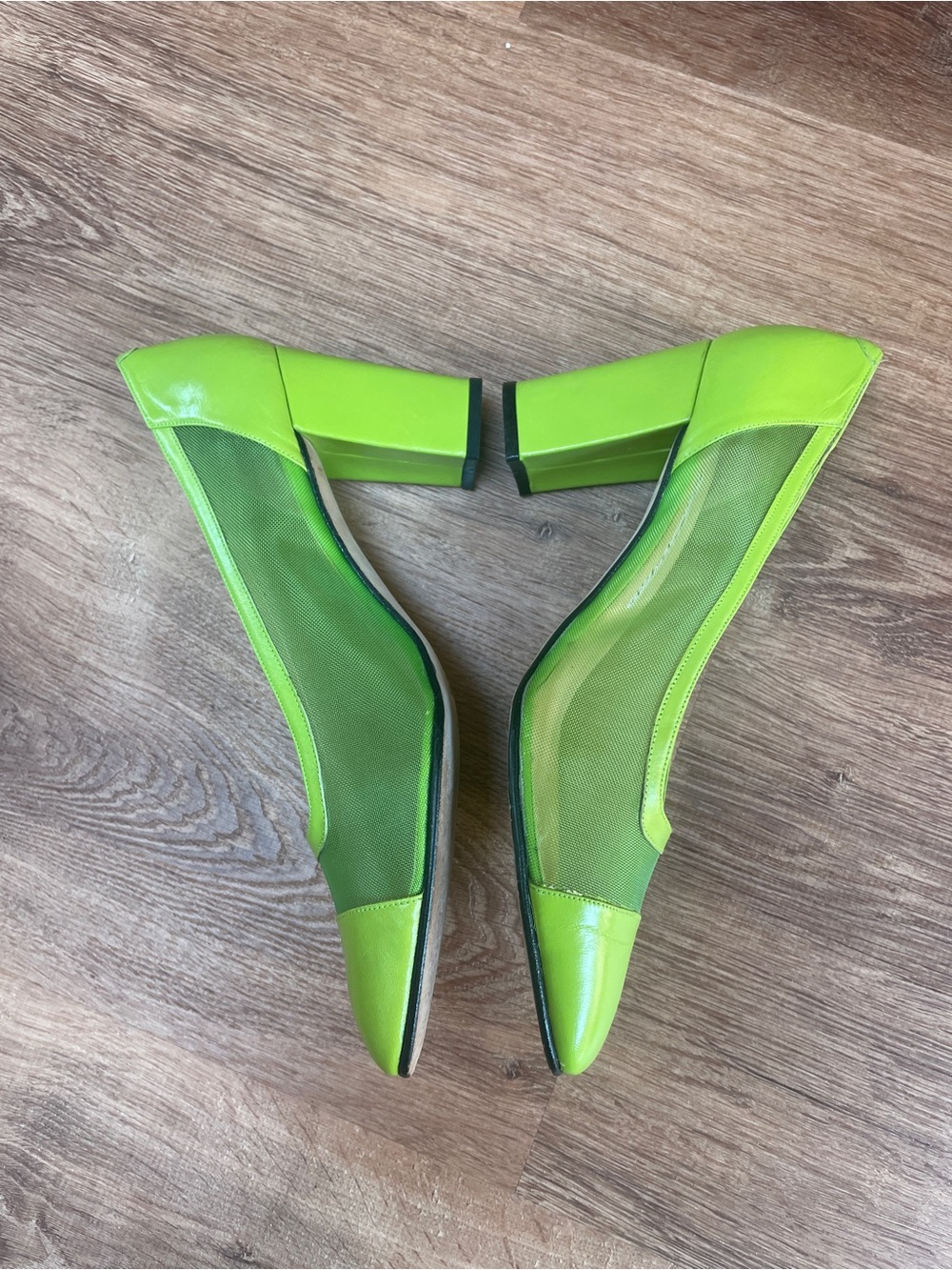 Vintage Coup D'etat Mesh Cap Toe Pumps Heels Size 9 Green - Picture 4 of 9